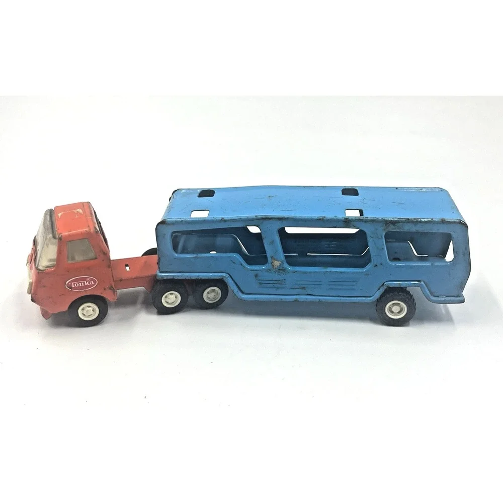 Vintage Buddy L Blue Car Carrier Truck 10 1/2